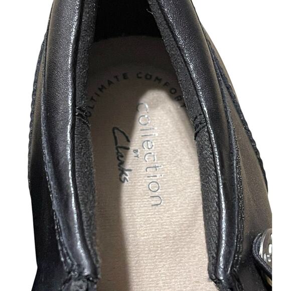 Clarks Women's Black Leather Channing Ann Comfort Slip-On Loafer Size 10 NEW - Picture 10 of 11